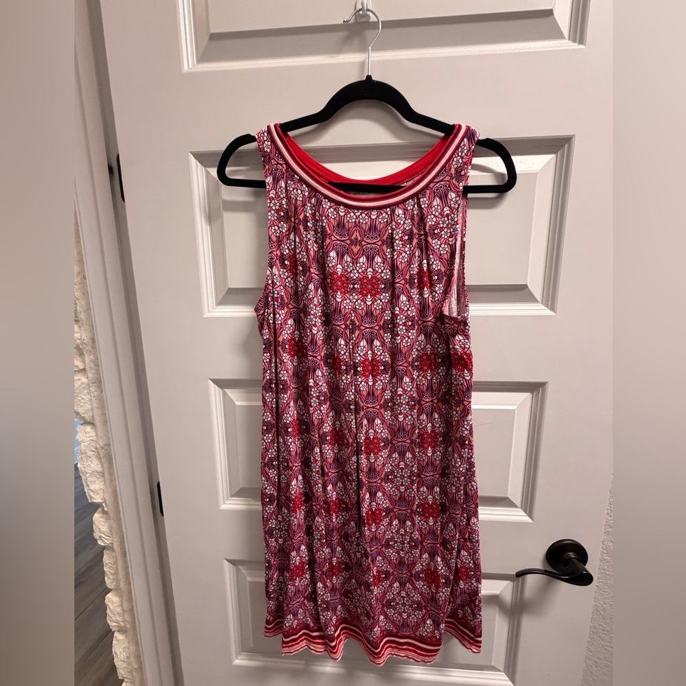 Stylish Red and White Patterned Mini Dress